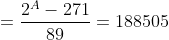 =\frac{2^{A}-271}{89}=188505